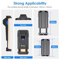 Lector de Códigos de Barras Inalámbrico Bluetooth USB 3 en 1 Portátil Eyoyo 1D 2D, Escáner de Códigos de Barras con Clip Trasero para Teléfono para Inventario de Almacén