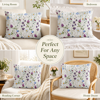 Housses de coussin décoratives 45*45cm, motif floral végétal sauvage, pour salon et chambre à coucher