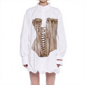 Loose Fit Women Blouse Shirt Spring Streetwear Long Sleeve Collared Kimono Party Front Logo - Product Image 3