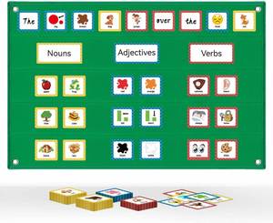 Pizarra de Fieltro Versátil para Aula y Oficina, Tabla de Pared con Bolsillos para la Construcción de Frases, Material Educativo Escolar - Product Image 1