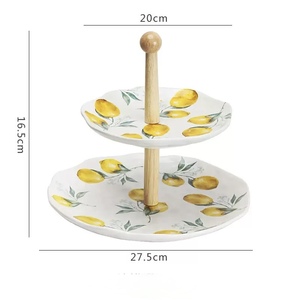 ชุดเครื่องครัวเซรามิกแบบยุโรปลายเลมอน ใช้ซ้ำได้ พร้อมแก้ว ถ้วย จาน ชามอบอาหาร - ใช้กับไมโครเวฟและเครื่องล้างจานได้ - Product Image 4