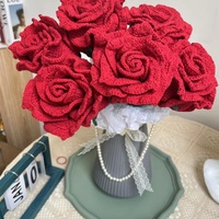 UKIQUEEN – fleurs artificielles faites à la main pour la saint-valentin, vente en gros, produits finis en laine, Roses au Crochet, Roses tricotées à la main