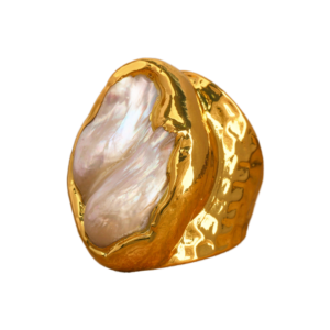 Earthstone Elegance Gold Plated Brass Gemstone <b>Ring</b> Natural Amazonite Rose Quartz Amethyst <b>Statement</b> <b>Ring</b> for Women - Product Image 1