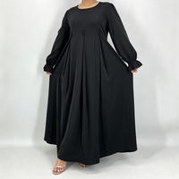 Gaun Maxi Wanita Lengan Panjang Berlipit Model Abaya Bahan Polyester Panjang Menyentuh Lantai untuk Pesta Pernikahan dan Acara Malam, Cocok untuk Wanita Muslim, Bahan Bernapas