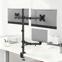 Support de bureau pour trois moniteurs réglable, support articulé à 3 bras, acier allié, compatibilité 27 pouces, fixation par pince en C, inclinaison à 90 degrés