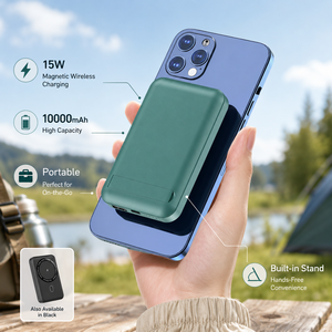 พาวเวอร์แบงค์แม่เหล็ก 10000mAh รุ่นใหม่ปี 2026 พร้อมขาตั้งปรับได้ 45 องศา ผิวสัมผัสนุ่มแบบด้าน สำหรับ iPhone 17 16 15 <span class=keywords><strong>Pro</strong></span> Max - Product Image 4