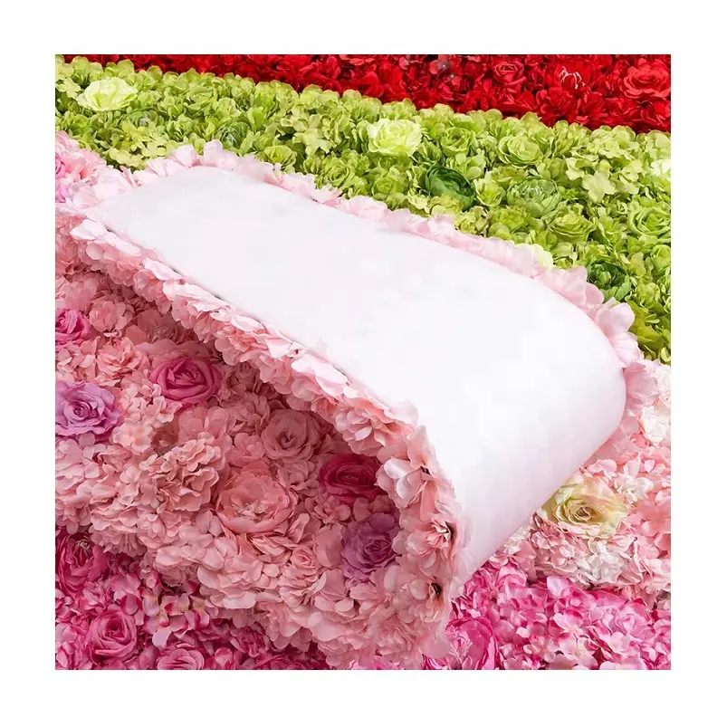 Flowerwall Backdrop Silk Fabric Curtain Cloth Floral 3D Roll Up Flower Wall for Wedding Birthday Party Carnival Photo Background