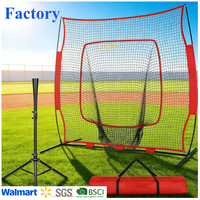 Filets de frappe de baseball et de softball portables de 7x7 pieds pour l'entraînement au frappe, au lancer et à la réception avec un tee de frappe, filet de baseball