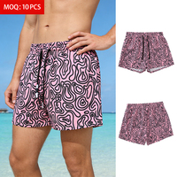 Shorts de bain pour hommes en polyester 100% légers, respirants, à séchage rapide, avec logo imprimé, tissés, personnalisables en gros (ODM)
