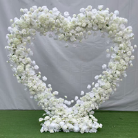 Arche de fleurs en forme de cœur de rose blanche, fleurs artificielles en soie, toile de fond pour mariage, fiançailles, proposition de mariage, événement, fête, décoration de scène