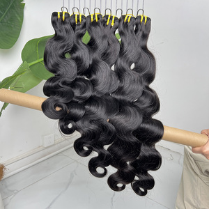 ผมต่อเกรด 12A แบบเวฟบราซิลเลียน แท้ 100%  แบบ Double Weft  จัดเรียงเกล็ดผมอย่างดี สีดำธรรมชาติ - Product Image 3