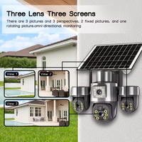 V380pro 3 objectifs 3 écrans 3 PTZ 15MP Solaire WiFi 4G Carte SIM IP Caméra de Sécurité Sans Fil pour la Maison Réseau CCTV Lampe Solaire de Rue avec Caméra
