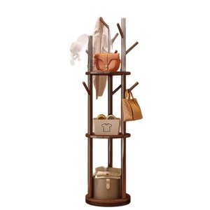Multi-layer rotating coat <b>rack</b>, floor-standing, solid wood, suitable for bedrooms, living rooms, entryways, and bedside hanging - Product Image 5
