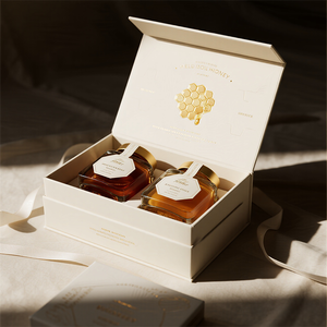 Boîte cadeau en papier de luxe magnétique personnalisée avec logo imprimé pour bouteille de <span class=keywords><strong>miel</strong></span>, pot d'huile d'olive, emballage vide pour aliments pour bébés <span class=keywords><strong>et</strong></span> boissons - Product Image 4