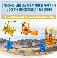 Petite machine à fabriquer des blocs de béton manuelle mobile Qmr2-45 pour la fabrication de blocs creux et pleins, à faible investissement