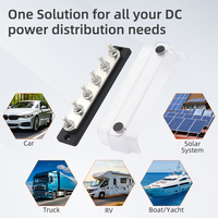 Barre de distribution robuste 250A en cuivre T2 nickelé avec 6 bornes à goujons M8 anti-vibration pour applications solaires, VR, marines et camions