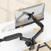 Support de bras pour double écran en acier allié, ressort à gaz, réglage fluide et sans effort, charge de 9 kg par VESA 75/100, pivot à 90 degrés, stock 32 pouces