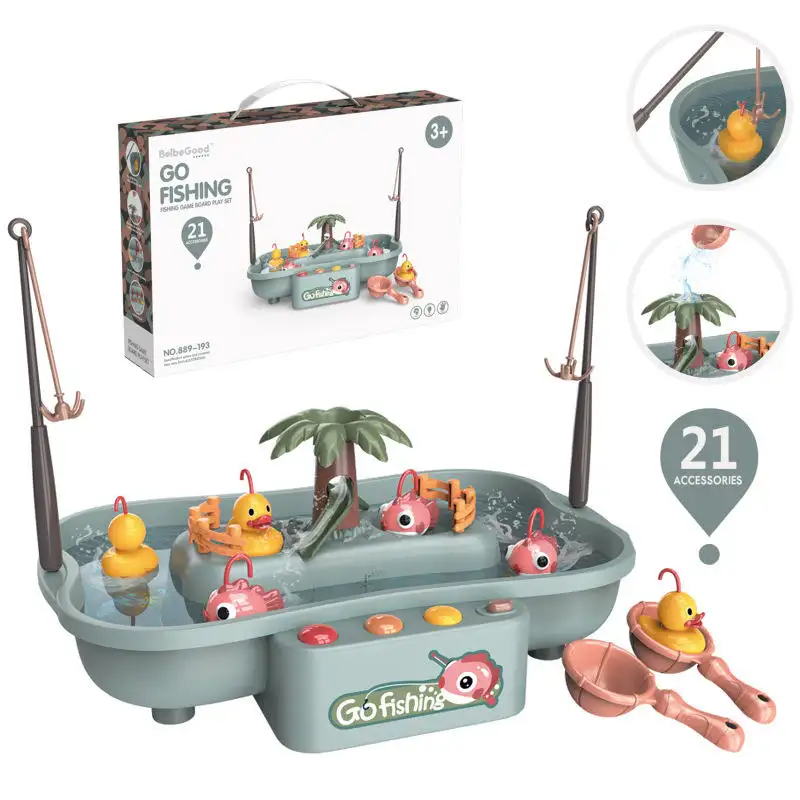 सस्ते ग्रीष्मकालीन खिलौने वॉटर इलेक्ट्रिक स्पिन प्लास्टिक मछली पकड़ने के खिलौने बच्चों के लिए बतख मछली खिलौना सेट