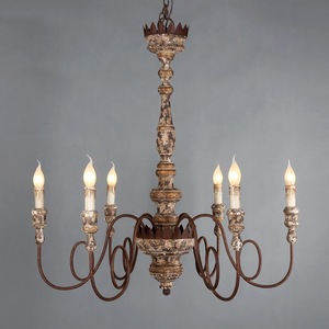 Lampadario Creativo <span class=keywords><strong>in</strong></span> Stile Americano e Francese, Vintage, <span class=keywords><strong>in</strong></span> <span class=keywords><strong>Legno</strong></span> Invecchiato Marrone/Beige, a Risparmio Energetico, per Soggiorno e Sala da Pranzo - Product Image 1