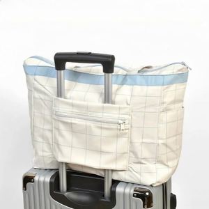 Custom Large Capacity <b>Foldable</b> Travel Tote Bag, Custom Polyester Portable Luggage Storage with <b>Trolley</b> Sleeve - Product Image 4