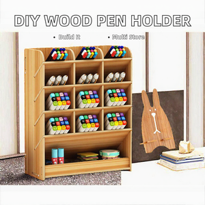 Bienvenue chez Customise Multi-Function DIY : Porte-stylo en bois, Organisateur de bureau, Boîte de rangement pour fournitures de bureau et papeterie / Modèle DO53 - Product Image 2