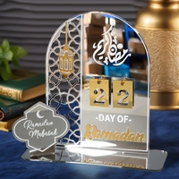 DAMAI Ramadan Dekoration 2025 Muslimischer Islamischer Eid Mubarak Countdown-Kalender Tisch Ramadan Zubehör Weiß-Gold Ramadan Kalender