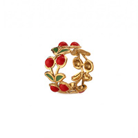 Bowei Dames vergulde glazen ring in Europese en Amerikaanse stijl, frisse stijl, kersen-vormig, kleurrijk, met druppel-olie-effect, Yiwu model