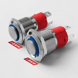 19 मिमी सेल्फ-लॉकिंग प्रबुद्ध पावर प्रतीक उच्च-प्रोफ़ाइल धातु बटन स्विच 4-पिन 10a वाटरप्रूफ टर्मिनल 12v24v220v110v - Product Image 2
