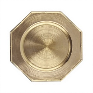 Assiette de service octogonale de luxe antique, design moderne, couleur or, pour la présentation des aliments, décoration de mariage - Product Image 1