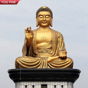 YOUFINE - Estatua de Buda Grande de Bronce Dorado Sentado en Meditación, Escultura para <span class=keywords><strong>Templo</strong></span> y Santuario - Product Image 1