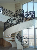 Escalier en colimaçon en acier sur mesure HZ avec rampes en fer forgé, style moderne, pour villas