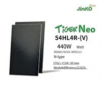 Panel Surya JinkoSolar Tiger Neo N-Type 435W 440W 450W 460W Mono Full Black Grosir untuk Sistem Atap Hunian Stok 440W