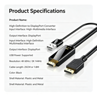 Câble USB-A vers HDMI 4K HD, convertisseur vidéo haute définition, gaine en PVC blindée pour PC, ordinateur portable, moniteur, projecteur
