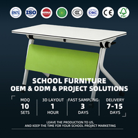Table de conférence pliante professionnelle avec cadre blanc, plateau vert et roulettes pour réunions de bureau, salles de formation et salles de classe