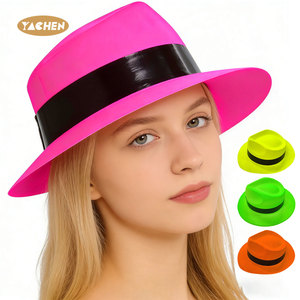 Sombreros de Fiesta de Plástico Estilo Gangster de la <span class=keywords><strong>Mafia</strong></span> de Neón YACHEN, Sombreros de Fiesta de Neón para Niños, Accesorios para Fiestas de Cumpleaños, Recuerdos - Product Image 1