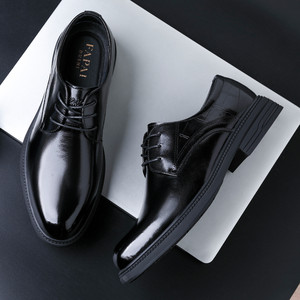 Zapatos de Vestir de Cuero Genuino para Hombre, Negros, con Cordones, Formales, para Negocios, Bodas, Oxfords, Capa Superior de Piel de Vaca - Product Image 1