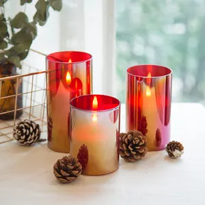 3D-свеча Matti's с реальным пламенем, красное стекло, украшение для дома, беспламенная Светодиодная свеча