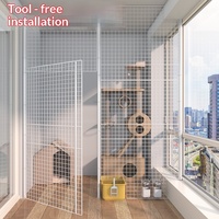 Cage pour chat super grande, moderne et luxueuse, solide et respirante, avec balcon spacieux et filet de fenêtre pour l'isolement des chats en toutes saisons