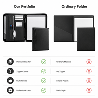 Portafolio de Cuero A4 con Cierre y Logotipo Personalizado, Bolsa Profesional para Documentos, Organizador de Negocios para Reuniones y Presentaciones de Oficina