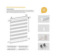 Stores zébrés sans fil à double écran, translucides, à intensité lumineuse réglable, avec système de freinage sans cordon, pour la décoration intérieure de la maison et du bureau