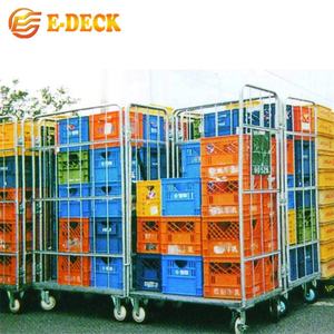 Nestelen <span class=keywords><strong>cargo</strong></span> kooi inklapbare goederen vier side storage nestelen metalen gegalvaniseerd magazijn vouwen <span class=keywords><strong>pallet</strong></span> winkelwagen <span class=keywords><strong>trolley</strong></span> - Product Image 5