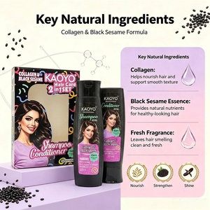 Set Capilar de Colágeno y Sésamo Negro, Champú Nutritivo Profundo <span class=keywords><strong>para</strong></span> el Cabello, Antiencrespamiento, Brillo Intenso, <span class=keywords><strong>para</strong></span> Salón de Belleza, Reventa en Supermercados - Product Image 4
