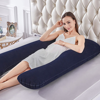 Oreiller de grossesse gonflable portable en U, facile à transporter, avec housse en PVC floqué pour le soutien des jambes et les voyages (vente en gros)