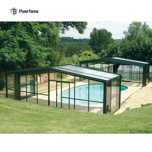Đúc Sẵn Bơi Hồ Bơi Bao Vây Tempered Glass Sunrooms Nhôm Khung Polycarbonate Có Thể Thu Vào Sưởi Nắng Mái - Product Image 3
