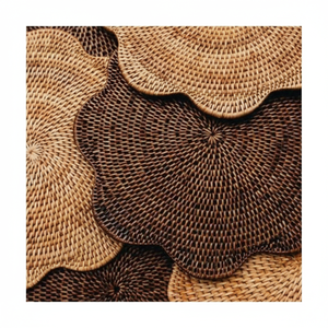 Mantel Individual de ratán para mesa de boda, fiesta de vacaciones, placas de cargador de paja de bambú de Navidad - Product Image 1