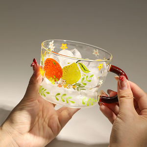 <span class=keywords><strong>Tasse</strong></span> <span class=keywords><strong>à</strong></span> <span class=keywords><strong>café</strong></span> en verre borosilicate <span class=keywords><strong>à</strong></span> motif de fruits original avec poignée, résistante <span class=keywords><strong>à</strong></span> la chaleur, pour la maison et le bureau - Product Image 1