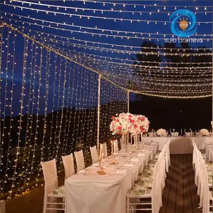 Caldo filo bianco PVC tenda twinkle icle, stringa di luce delle fate, all'aperto, vacanza, natale, interno, albero decorazione plug, 10m, 100 LED