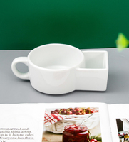 Mug à café en céramique blanche original avec poche latérale pour biscuits, tasse à thé multifonctionnelle en porcelaine pour la maison et l'usage quotidien après le thé