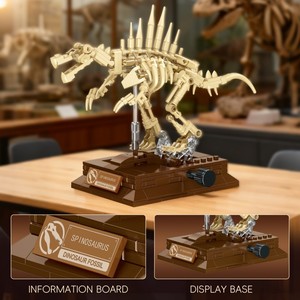 Jouets en <span class=keywords><strong>os</strong></span> de dinosaures 3D, modèle de parc, spinosaures, T-rex, tricératops, fossiles, tyrannosaures rex, blocs de construction miniatures - Product Image 3