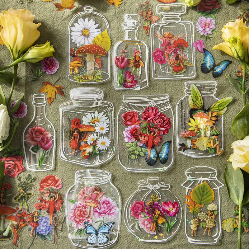 Mr. paper-juego de pegatinas para decoración de plantas, set de pegatinas para botella de wish Dream wish, 8 diseños, 40 unidades